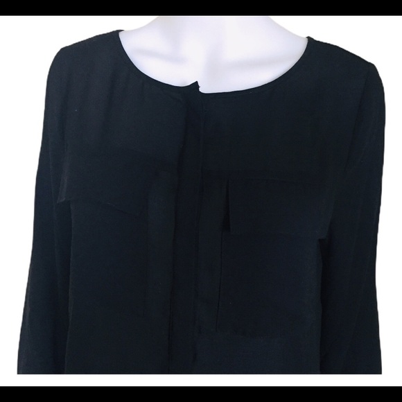 JOE FRESH Blouse/Top With Long Sleeves & Front Pocket Detail Black Size Small - Picture 4 of 8